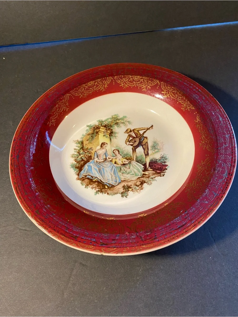 ⭐️Vintage Sebring Pottery Co. Serenade Burgundy Gold Decorative Bowl